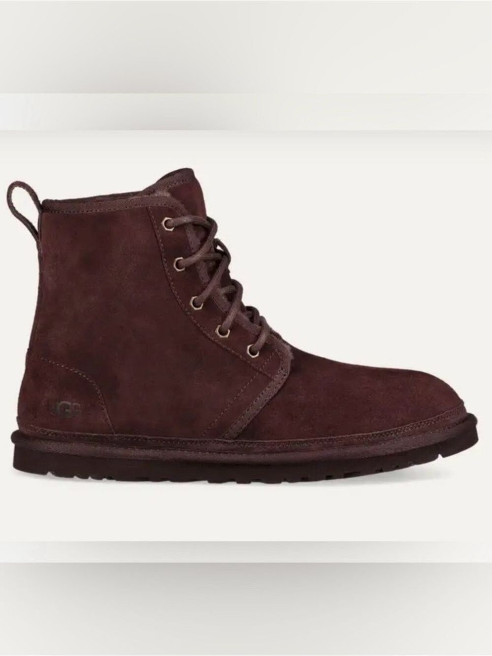 UGG Harkley Brown suede sheepskin interior lace up Boots size 10